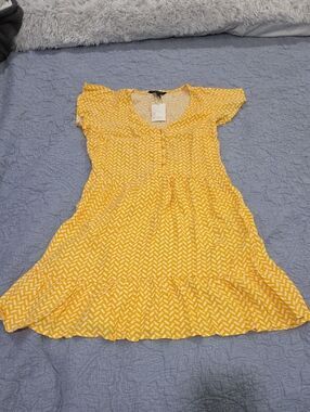 Banana Republic Yellow Patterned Mini Dress Size S, New W/tag!